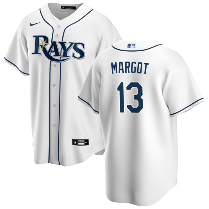 Men's Tampa Bay Rays #13 Manuel Margot White Cool Base Stitched Baseball Jersey